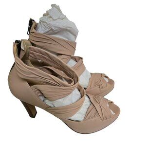 J.Crew NWOT Neutral Leather Peep Toe Platform Strappy Zip Sandals Size 9